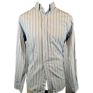 Ralph Lauren Jeans Co Cotton LS Blue Striped Casual Shirt sz LG